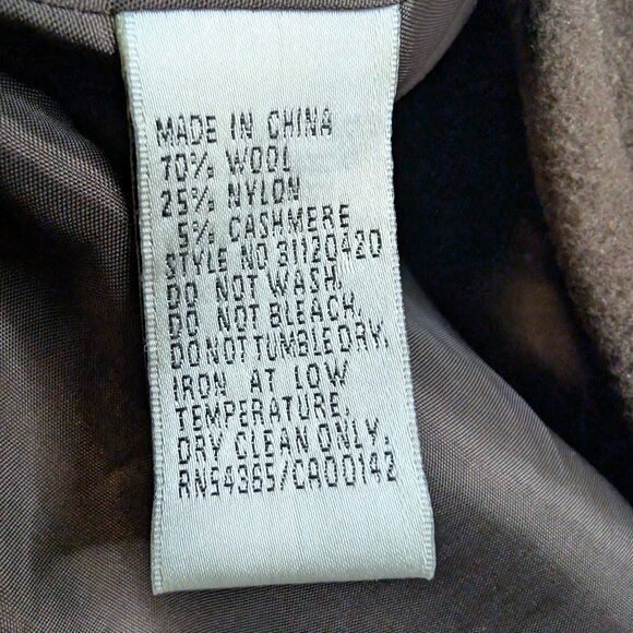 MINT CONDITION Vintage Wool Cashmere Blend Pea Coat | Brown | Women's Size 16 - Picture 9 of 12